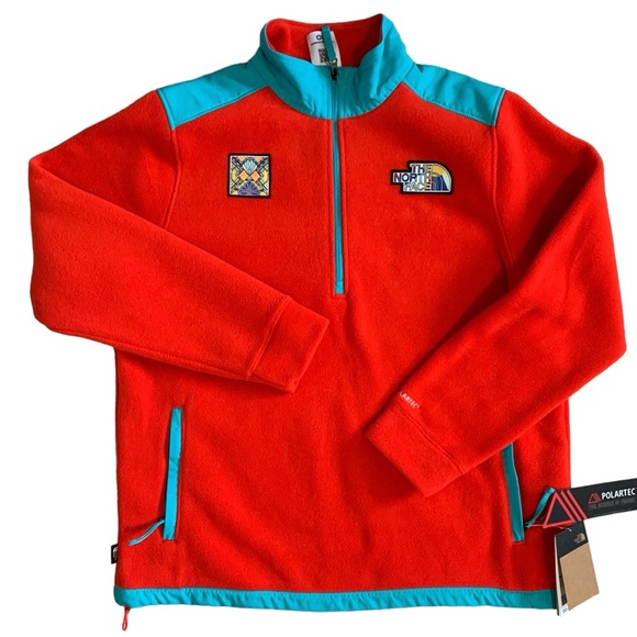NWT The North Face M Alpine Polartec 200 ¼ Zip Fleece Pullover Fiery Red Large - Picture 3 of 14
